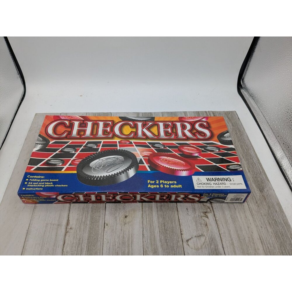 Classic Checkers Board Game With Board & 24 Plastic Checkers New